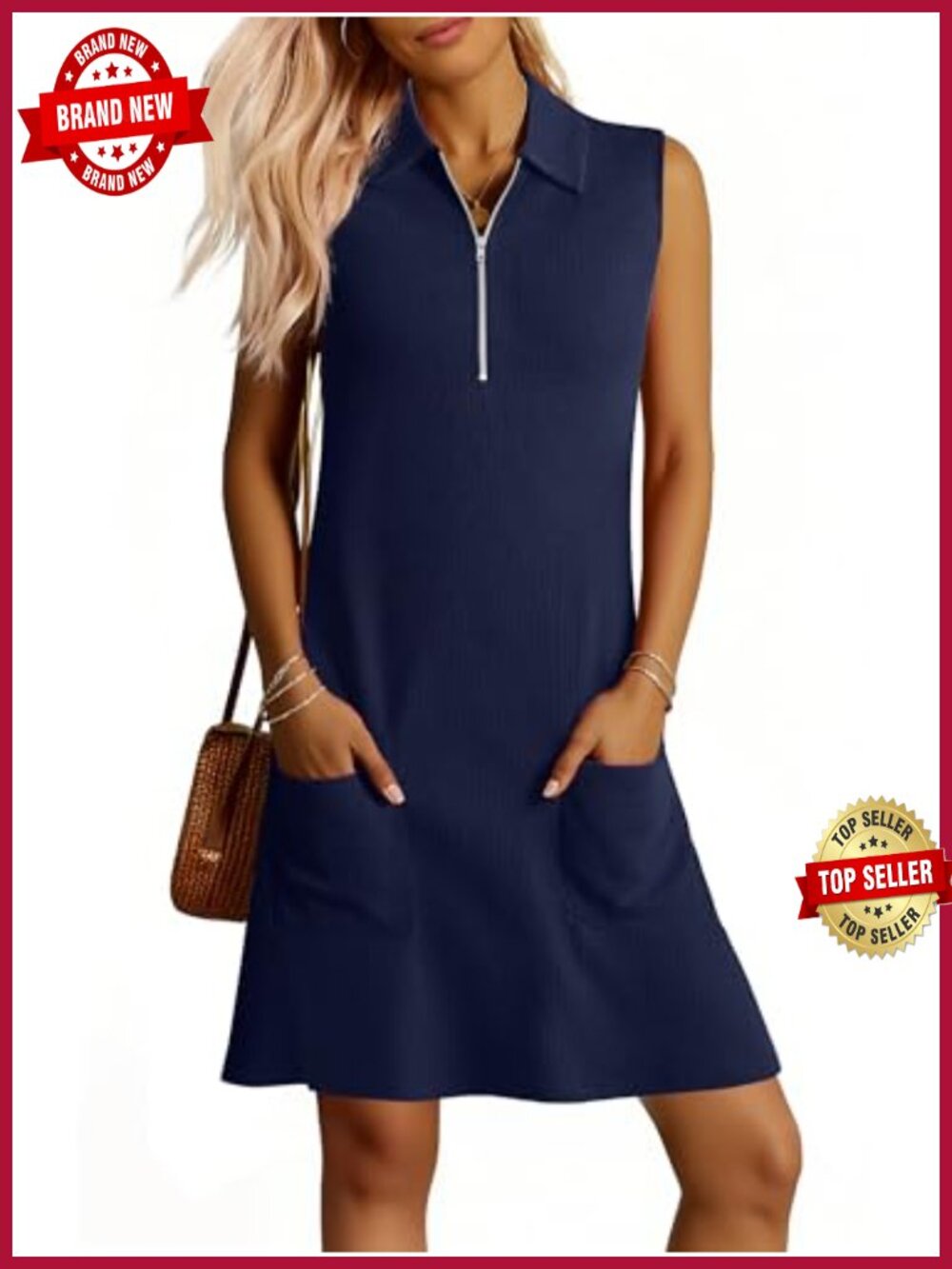 Sleeveless Polo Dress Summer Casual Fit Rayon Blend Mini